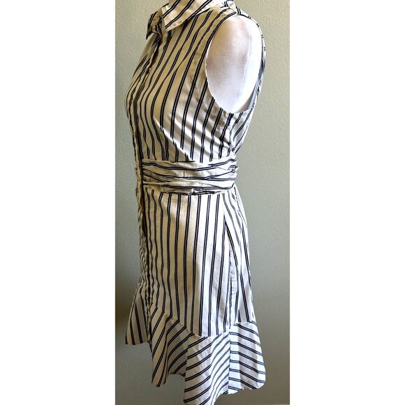 Banana Republic striped Tiered Midi Dress XS/S Button Down Preppy Nautical Sz 0 - Picture 2 of 11